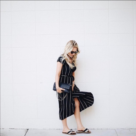LOFT Dresses & Skirts - LOFT • pinstripe midi wrap dress